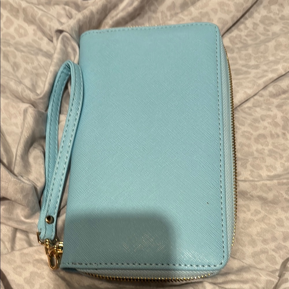 SO Blue Clutch with Gold Accents